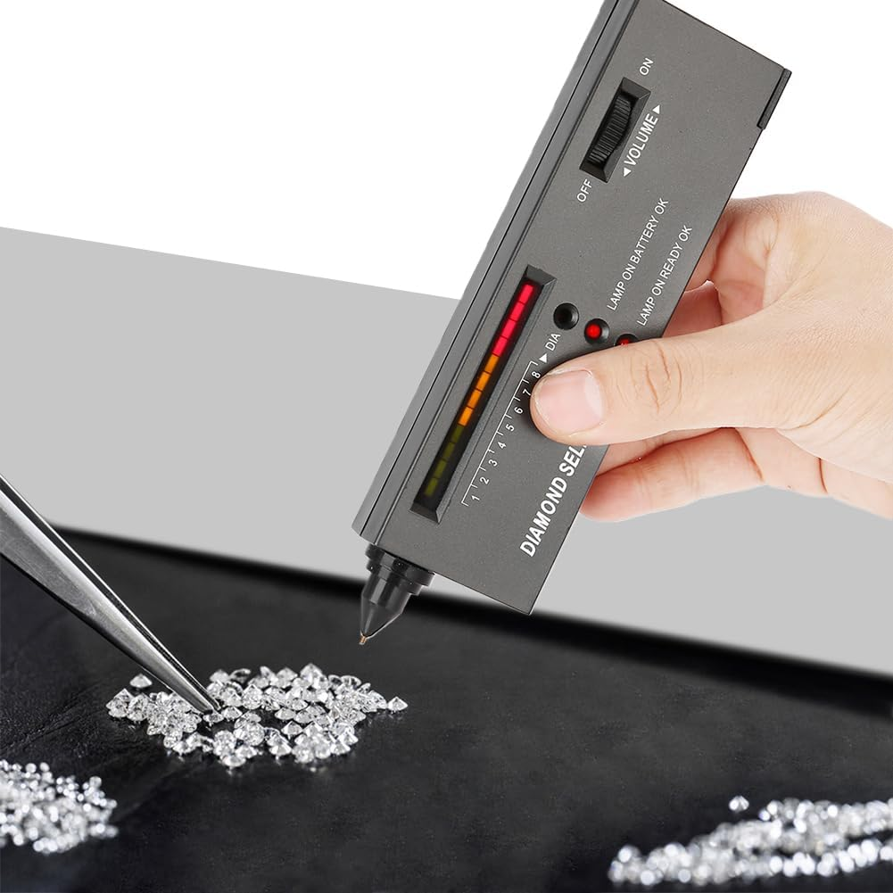 Diamond Tester, Professional Jewellery Drill Pen Testers Jeweler'S Test Equipment Set High Accuracy Movable for Diamonds Sapphire Ruby Crystal Agate Gemstones Discriminator Precision Tool Black