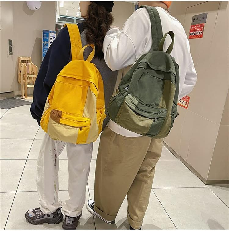 MININAI Vintage Canvas Backpack for Women Men Grunge Hippie Boho Patchwork Backpack College Book Bag Travel Casual Daypack image number 5