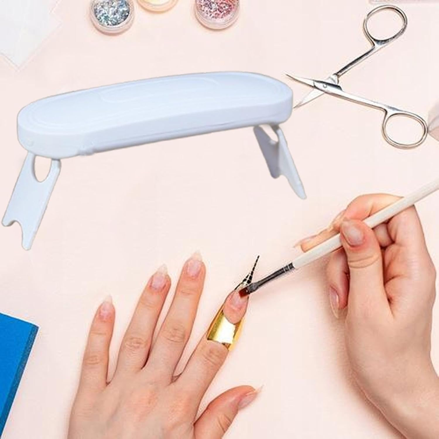 YRTUOP Nail UV Light - Safe LED Nail Lamp, Fast Drying Gel Nails, White, ABS Material, 6 LED Lights, Tabletop, USB Powered image number 3