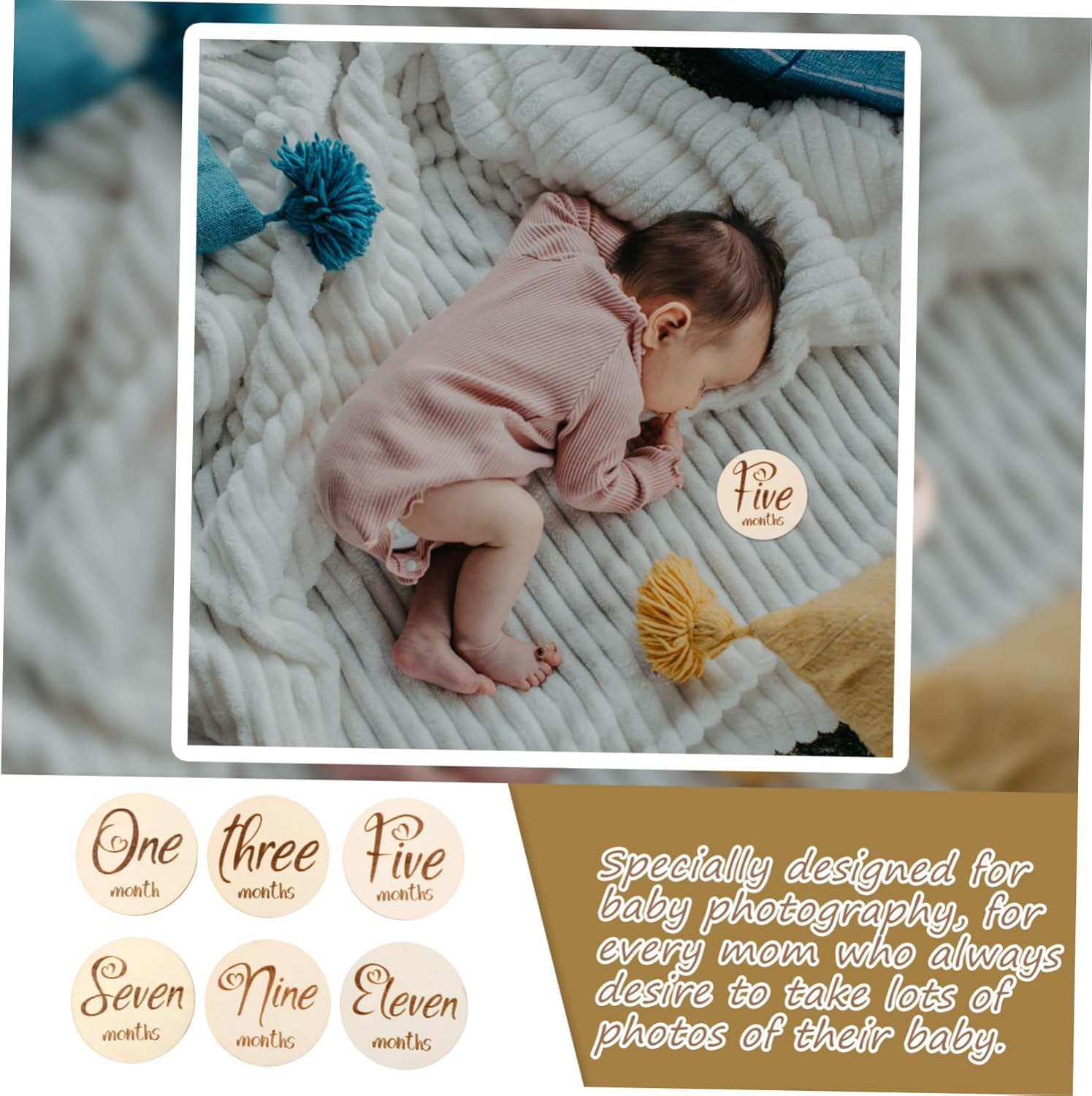 6Pcs Birth Commemorate Cards Milestone Cards Unique Designs for Newborn Boy Girl Milestones image number 6