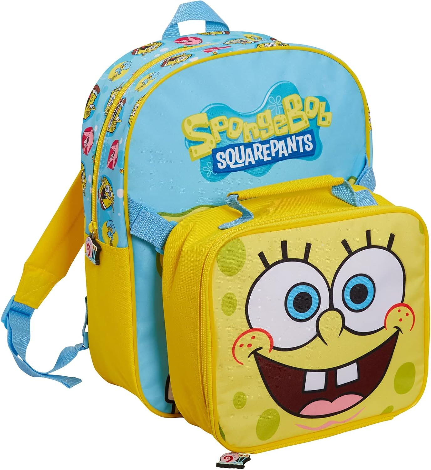 SPONGEBOB SQUAREPANTS Backpack with Cool Lunch Bag Boys Girls School 2 Piece Set Detachable, Blue, One Size, Backpack image number 3