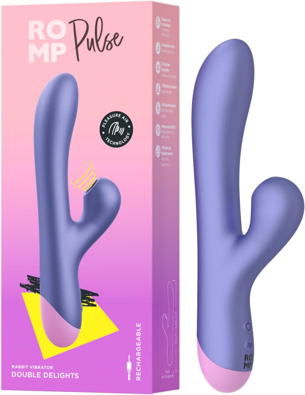 ROMP Pulse Rabbit Vibrator & Clit Sucker | Clitoral Suction Device & G Spot | G-Spot Stimulation & Clitoris Sucker with Pleasure Air Technology | Rechargeable & Waterproof | Adult Sex Toy for Women image number 5