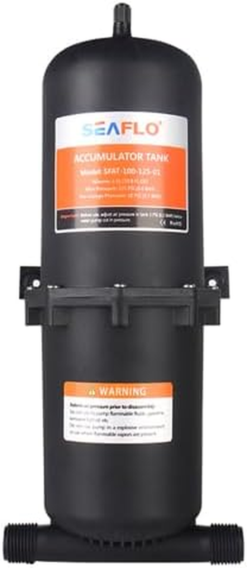 SEAFLO 39 Oz (1.0 L) Pressurized Accumulator Tank Water Pump Flow Control with Internal Bladder - 125 PSI, Reduces Pump Cycling & Smooths Water Flow for Marine, RV, and Off-Grid Systems, NSF Certified