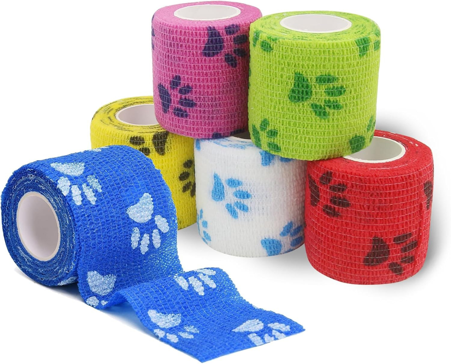 BOROLA Self Adhering Bandage Wrap Self Adherent Wrap Dogs Hoeses Pet Animals for Wrist Healing Ankle Sprain and Swelling(6 Pcs Multi-Color) image number 3