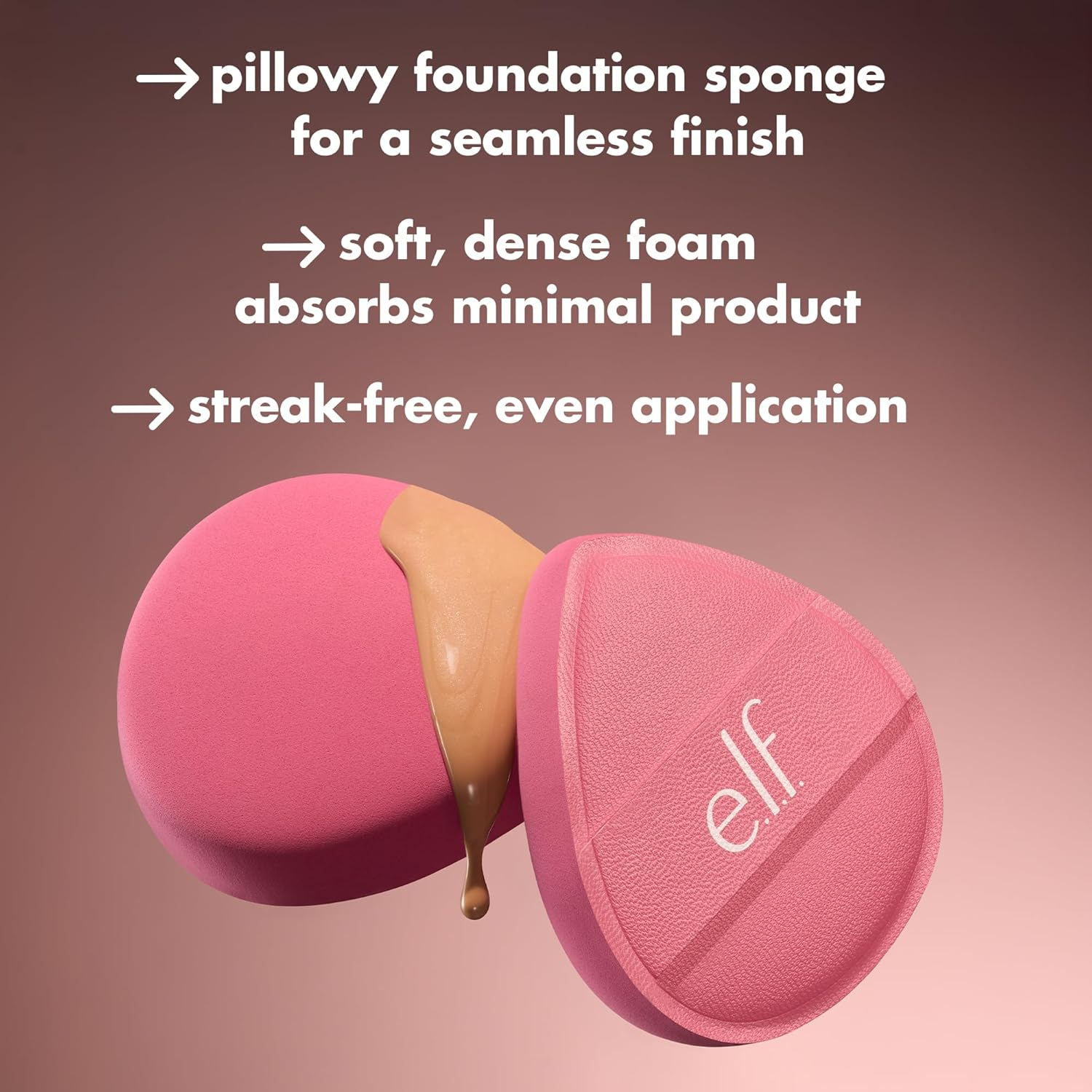 E.L.F. Pillow Puff Foundation Sponge, Bouncy, Ultra-Soft Foam Makeup Sponge for Liquid Foundation, Creates an Airbrushed Finish, Vegan & Cruelty-Free image number 4