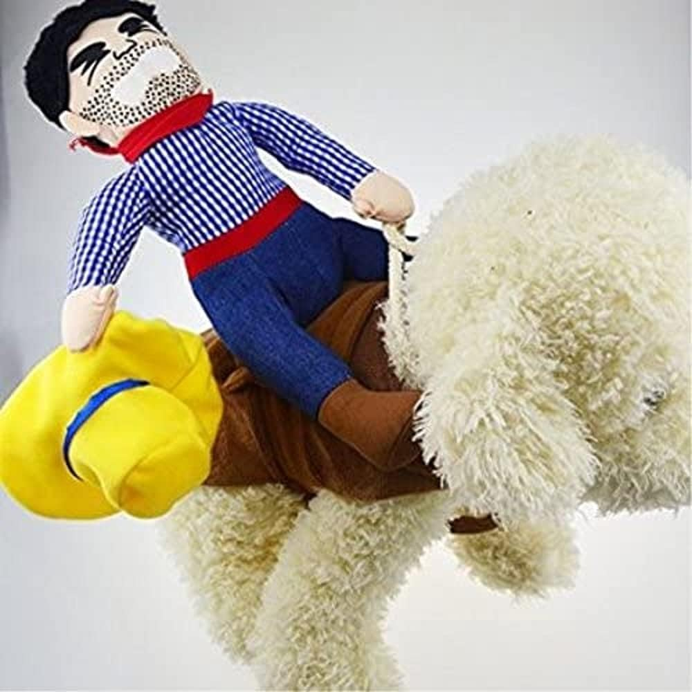 Halloween Cowboy Dog Cat Costume Clothes Novelty Funny Pets Party Cosplay Apparel Dog Riders Clothing (L(Chest:19.68"-27.55")) image number 5