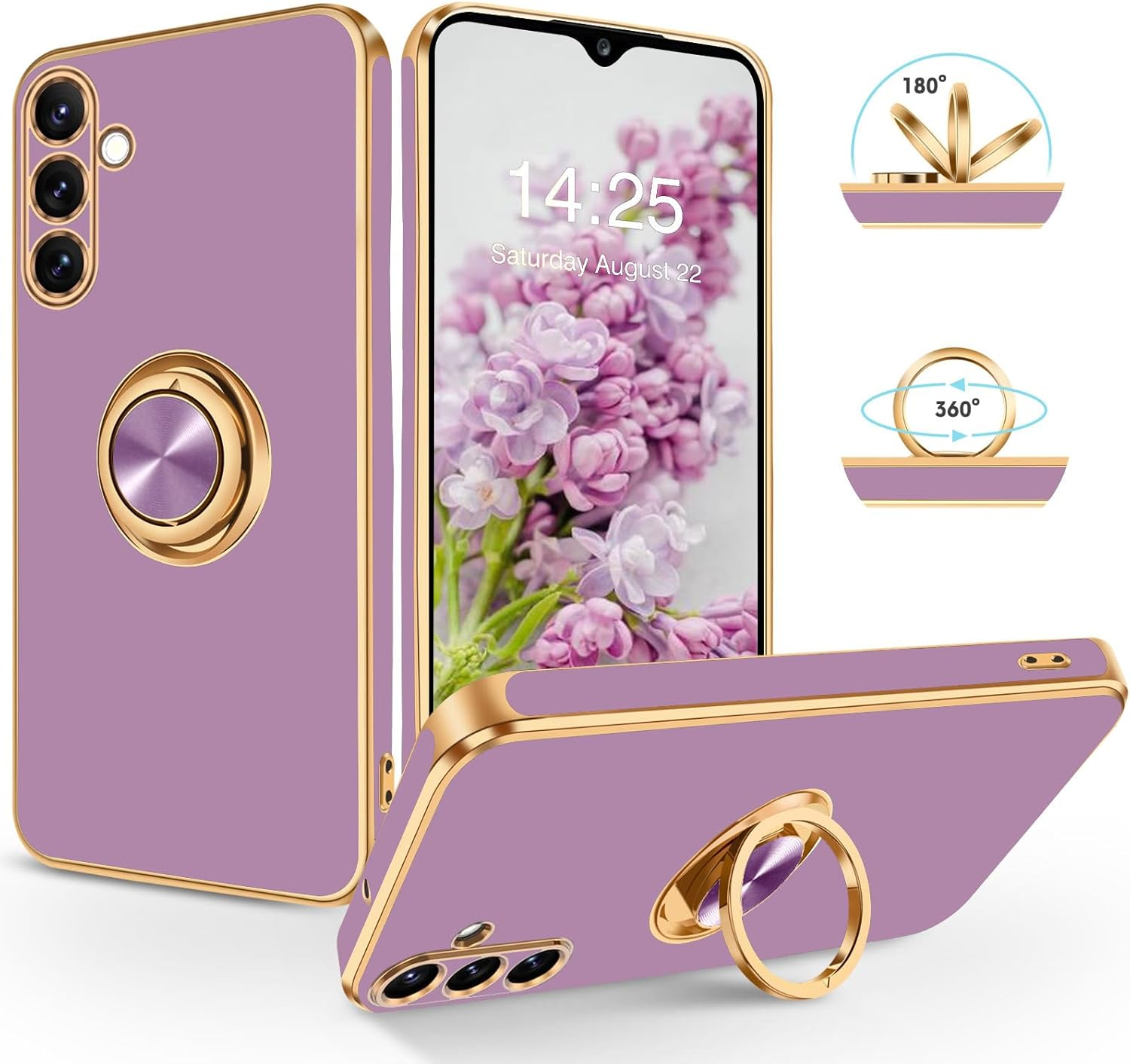 Souligo Samsung Galaxy A56 Case, Galaxy A56 Mobile Phone Case Slim Soft TPU Silicone Case Cover with 360 Degree Ring Holder Stand Stable Scratch-Resistant Case for Samsung Galaxy A56 4G / A56 5G White