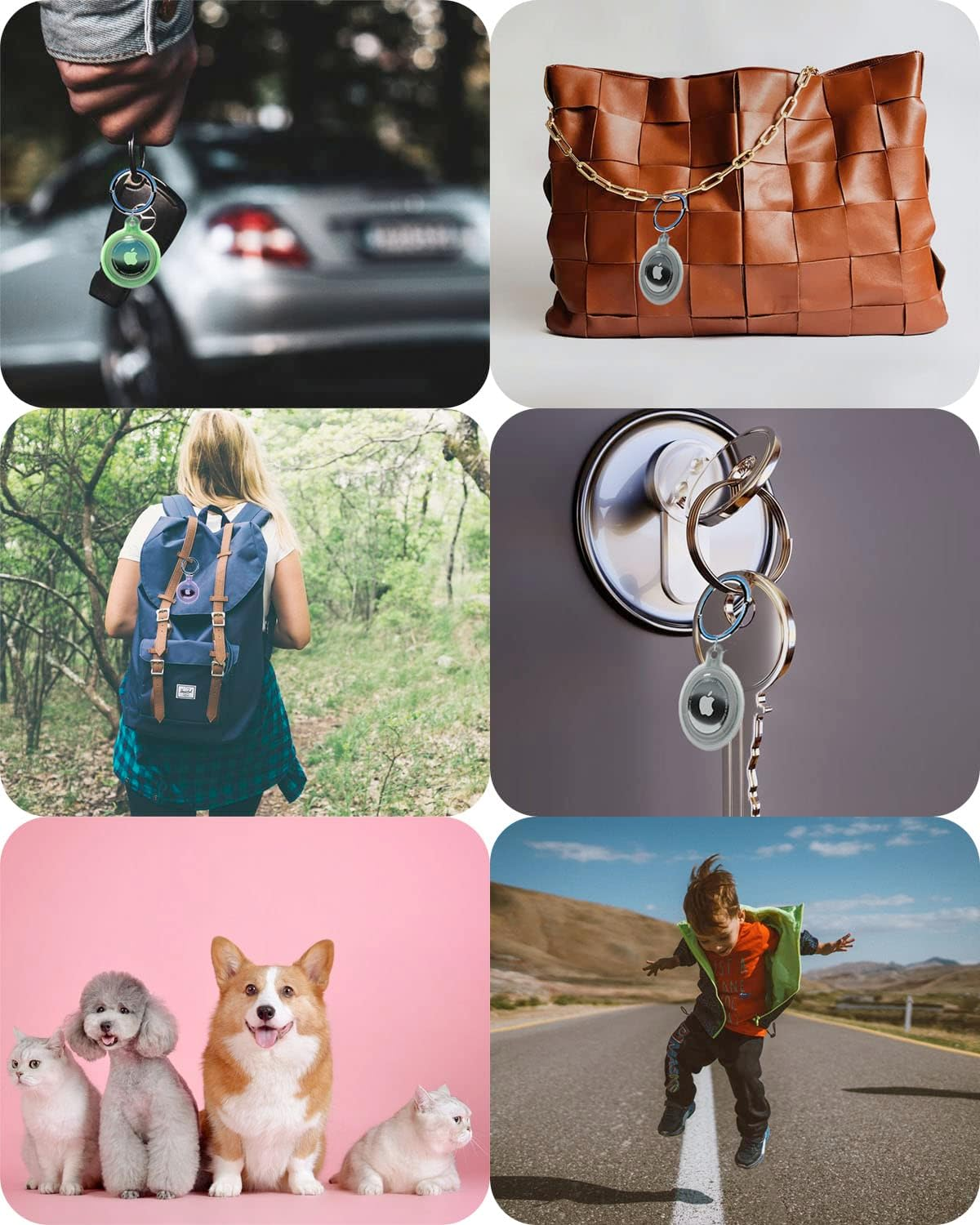 Airtag Keychain Holder (4 Pack) for Apple Airtags Anti-Lost Air Tag Holder Case Compatible with Car Keys Luggage Dog Collar - 4*Black image number 5