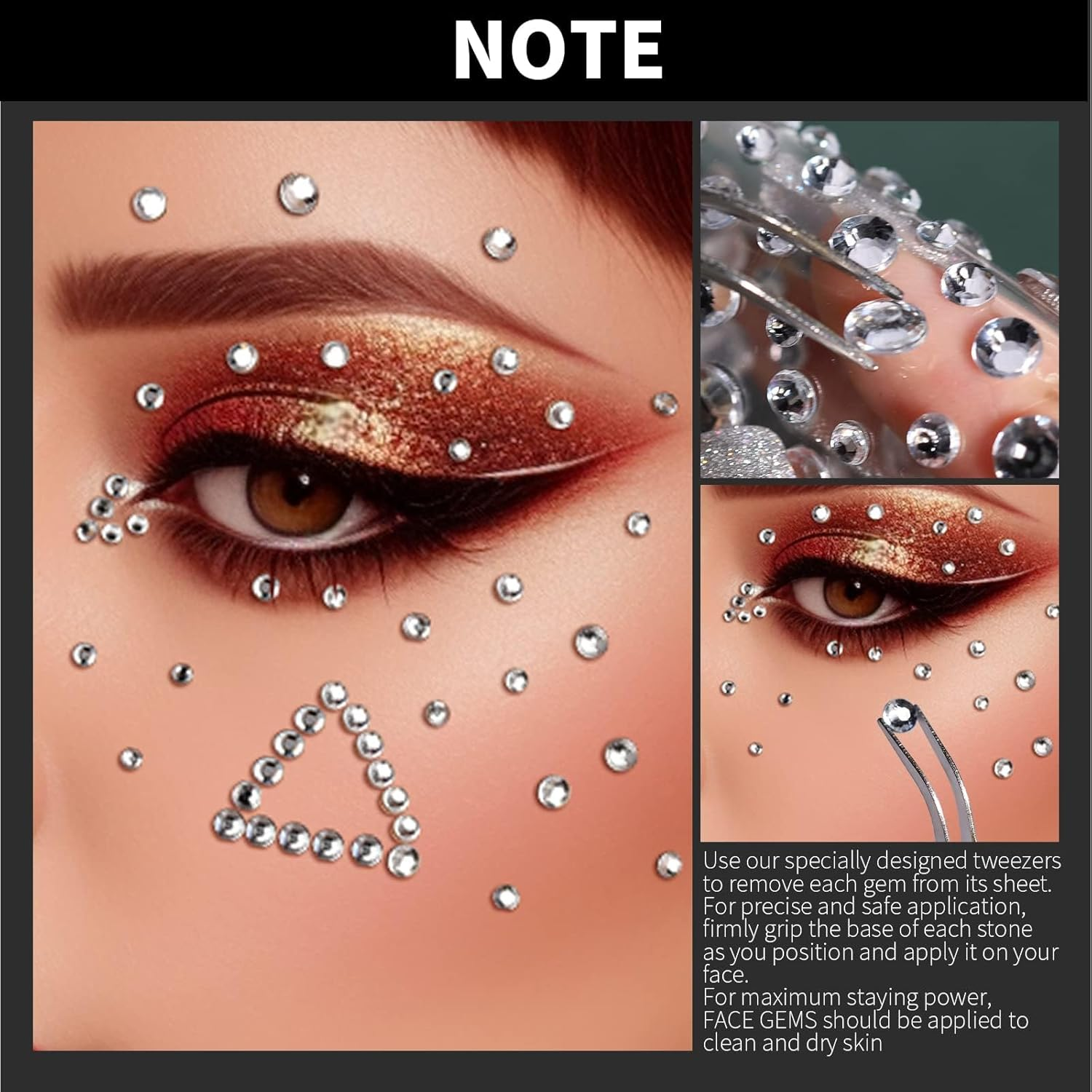 Custelen Self-Adhesive Face Gems and Pearls for Makeup - Festival Jewels, Multifunctional Rhinestone Stickers for Face, Eyes, Nails, Hair, Body, and Crafts image number 3