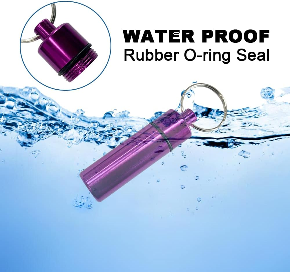 8 Colors Small Portable Pill Box Keychain, Waterproof Aluminium Alloy Mini Pocket Pill Case Container, Metal Pill Holder Earplug Organizer for Travel, Small image number 5