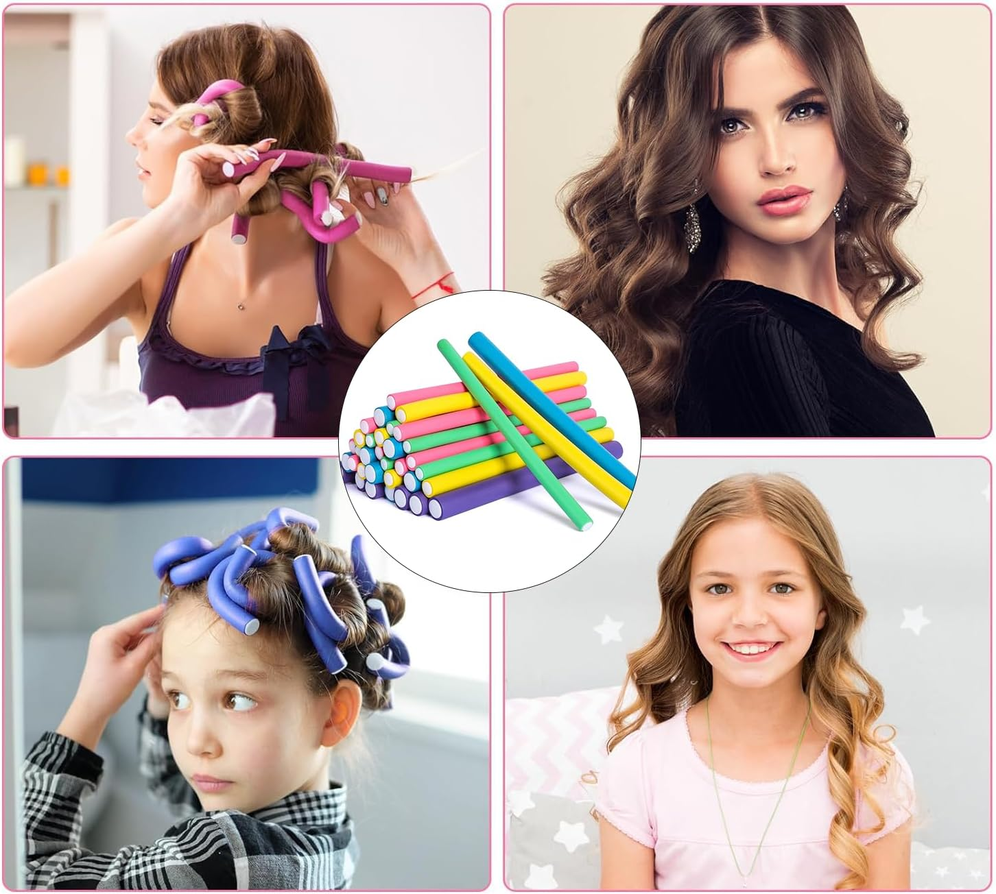 Pack of 42 Large Curls, Hair Curls, Curlers without Heat, Curlers Short Hair, Hair Rollers, Curls DIY Tool, Curly Hair Styling Tool, for Short, Medium, Long Hair image number 5