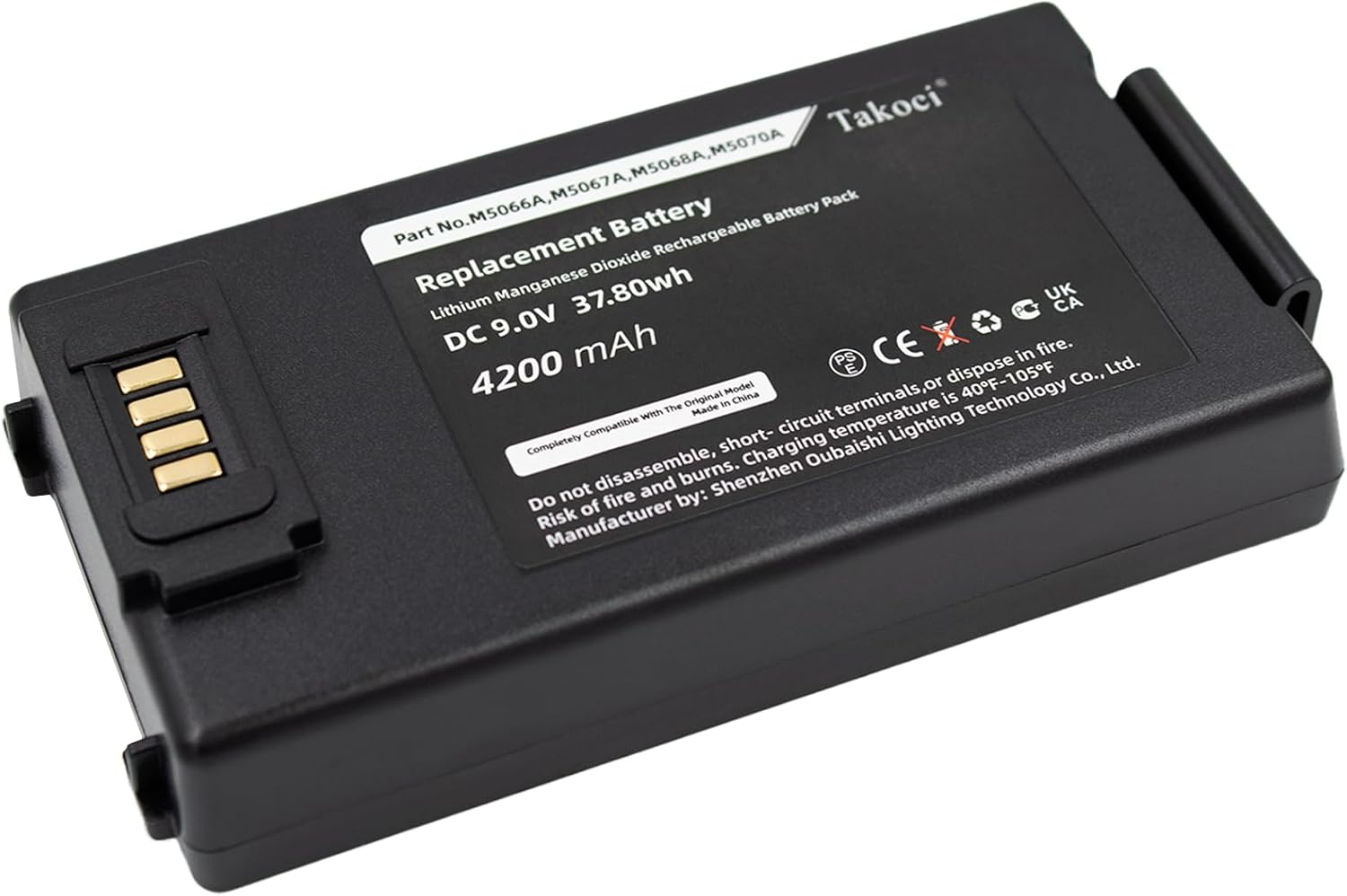 M5070A Battery Replacement Compatible with Hear/Tstart Onsite HS1 Frx M5066A M5067A M5068A 4200Mah/9V image number 2