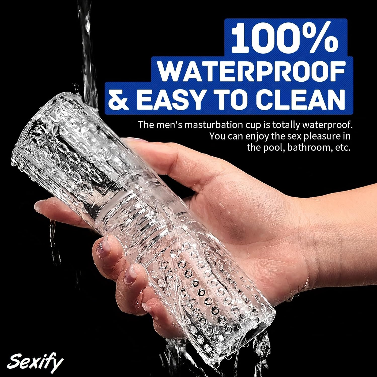 Male Masturbators, Portable Transparent Pocket Pussy Stroker Trainer Open Ended Realistic Spiral Textured Blowjob Sex Toys Penis TPE Masturbation Sleeve for Men Masturbator Adult Sex Toys image number 5