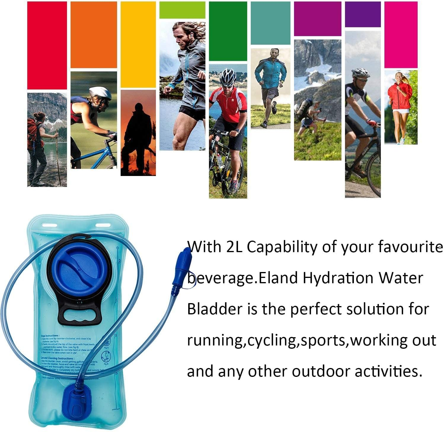 Hydration Bladder, 2L Water Reservoir, Replacement Water Bladder BPA Free, Leak Proof Hydration Pack for Running Cycling Hiking Camping Climbing image number 6