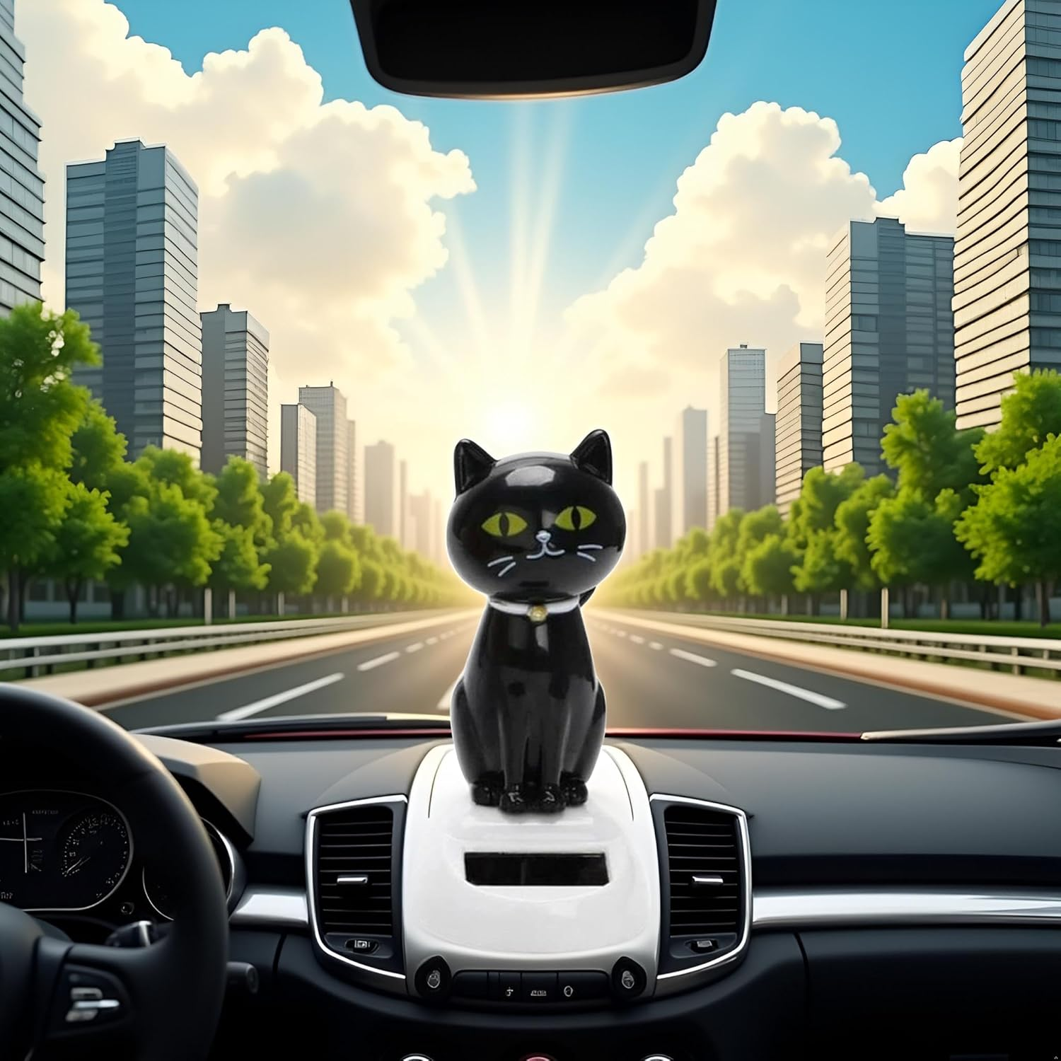 Solar Cat Toy Doll Dancing Cat Figure Car Ornament,Dancing Toys Ornaments Solar Powered Car Dashboard Interior Decoration Desktop Decor Kids Gift Window Party Car Desk Home image number 2