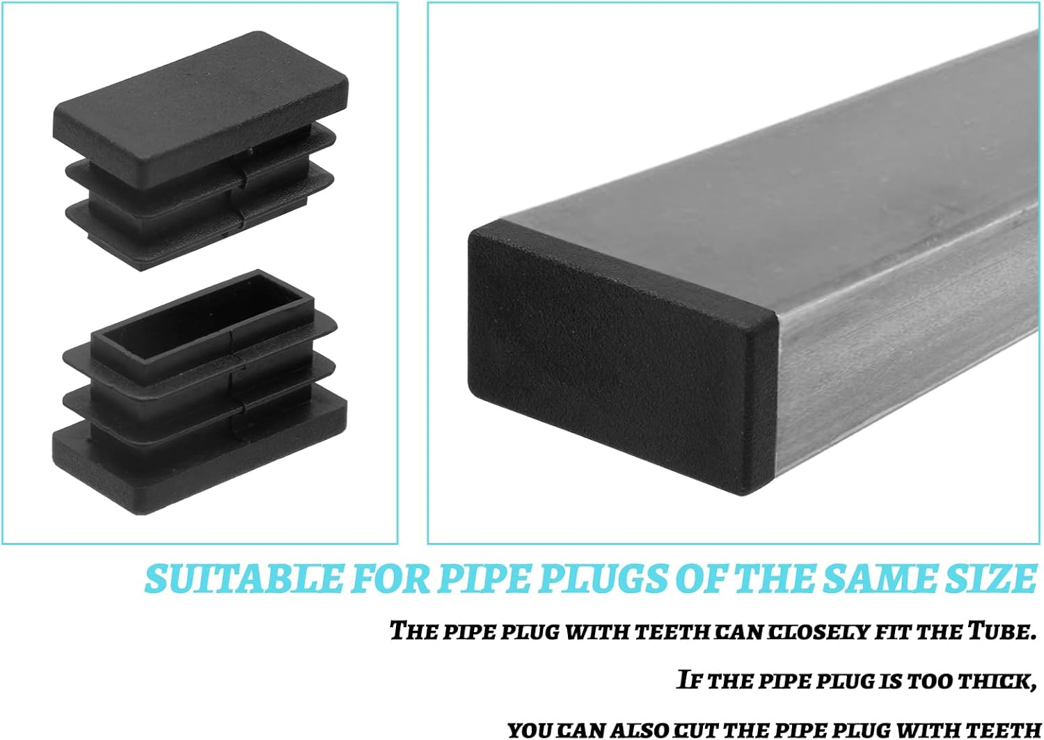 Piutouyar Rectangular Tubing End Caps, Plastic Plug Insert, Black End Cap for Tube Hole Insert, Fences, Furniture Non-Slip Protection (26Mm X 13Mm / 1.02 Inch X 0.5 Inch),32Pcs