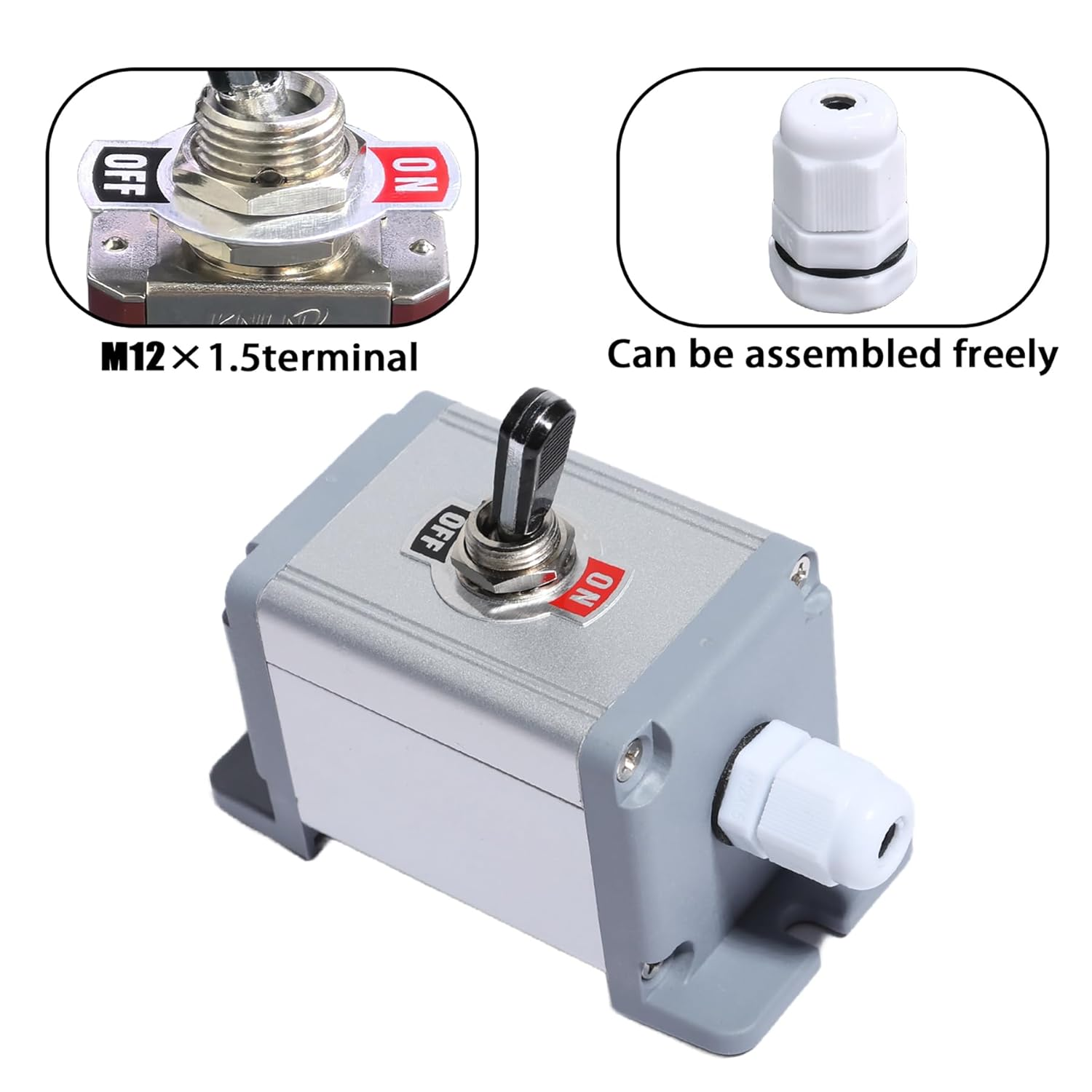 Aikoolwer Heavy Duty Rocker Toggle Switch Box 16A 250V SPST 2 Position on off Switch Waterproof Metal Shell for Car Truck Marine Industrial Equipment
