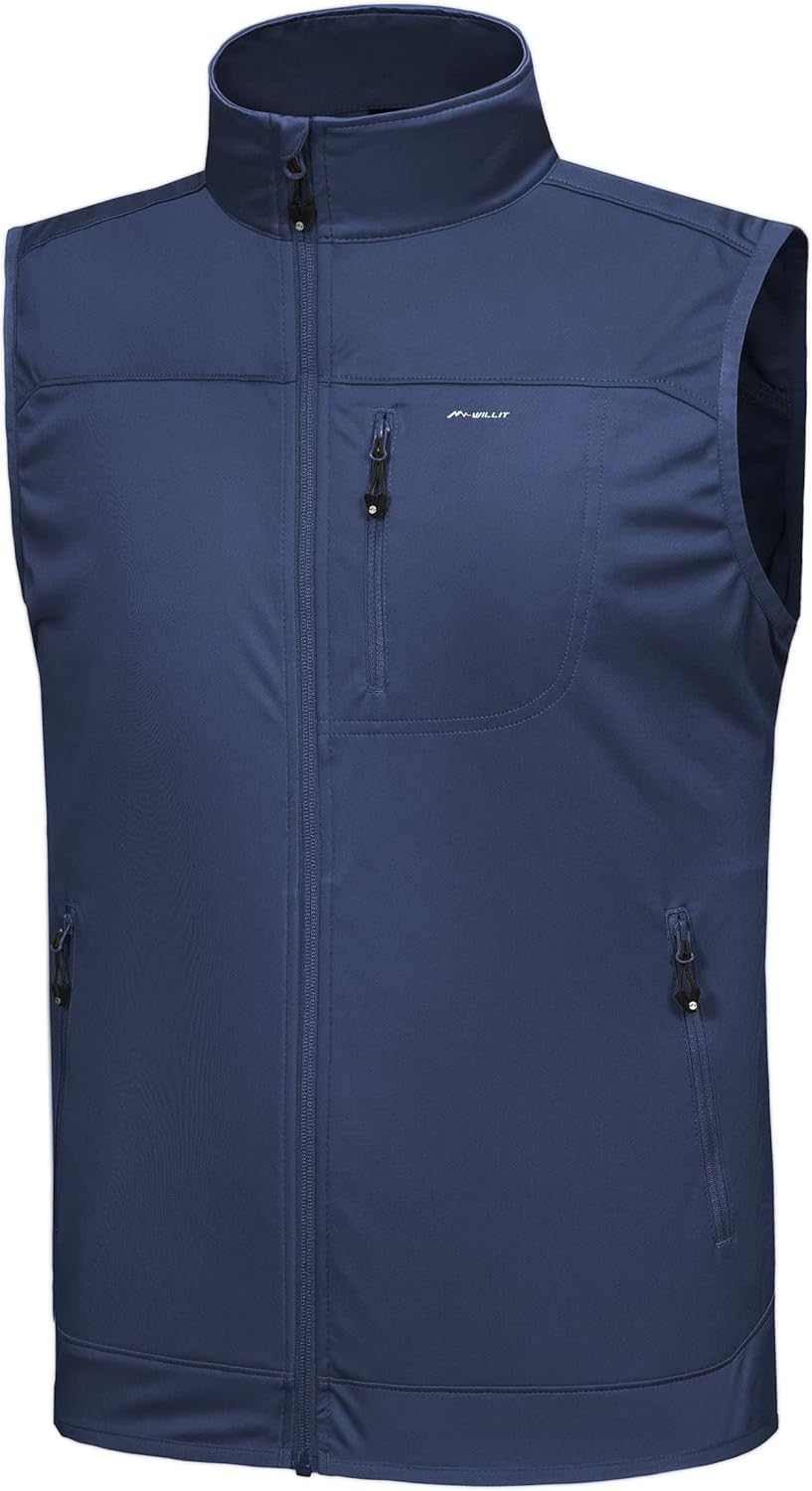 Willit Men'S Golf Vest Lightweight Softshell Vest Outerwear Sleeveless Jacket for Hiking Runing Causal