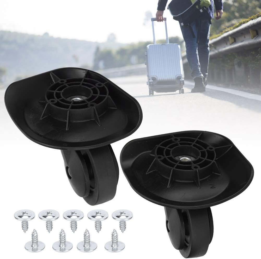 2 Pcs Universal Luggage Wheel Replacement Suitcase Caster Brake Mute Double Row Wheel with 9 Screw Swivel Wheels, Suitcase Bag Parts for Travel Box Trolley
