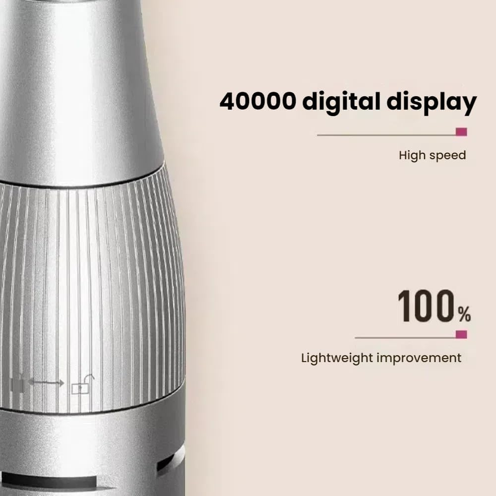 Professional Cordless Electric Nail Drill Machine - 40,000 RPM, Rechargeable, LCD Display, 6 Metal Bits, Lightweight for Gel/Acrylic Nails, Manicure & Pedicure