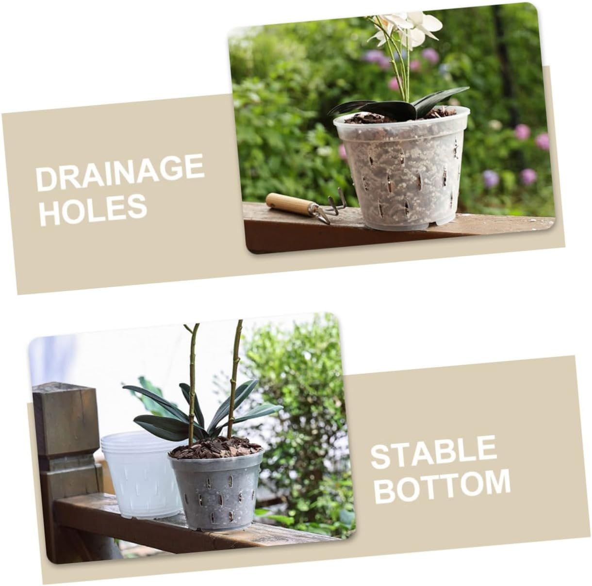 5Sets Clear Orchid Pots with Drainage and Saucers Breathable Slotted for Healthy Root Growth Transparent Flower Containers for Orchids and Outdoor Plants image number 5