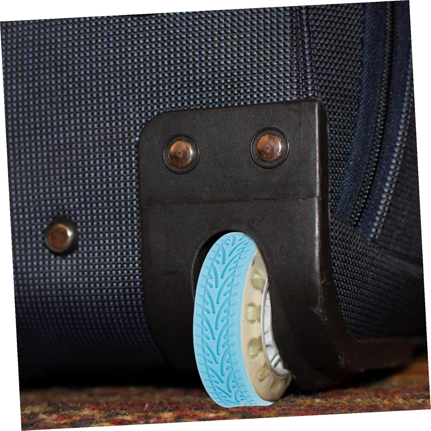 TEMPNAP 4Pcs Blue Silicone Suitcase Wheel Covers with Sports Car Design Noise-Reducing Travel Luggage Wheel Protectors Lightweight Anti-Scratch Covers for Carry Luggage image number 2