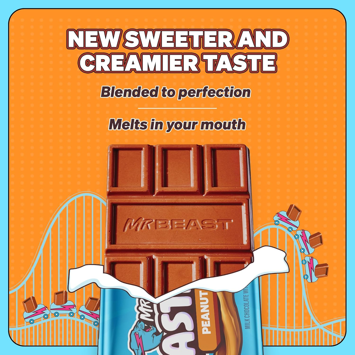 Mr Beast Feastables Chocolate Peanut Butter 60G - Made with Cocoa. Plant Based with Only 5 Ingredients, 10 Count