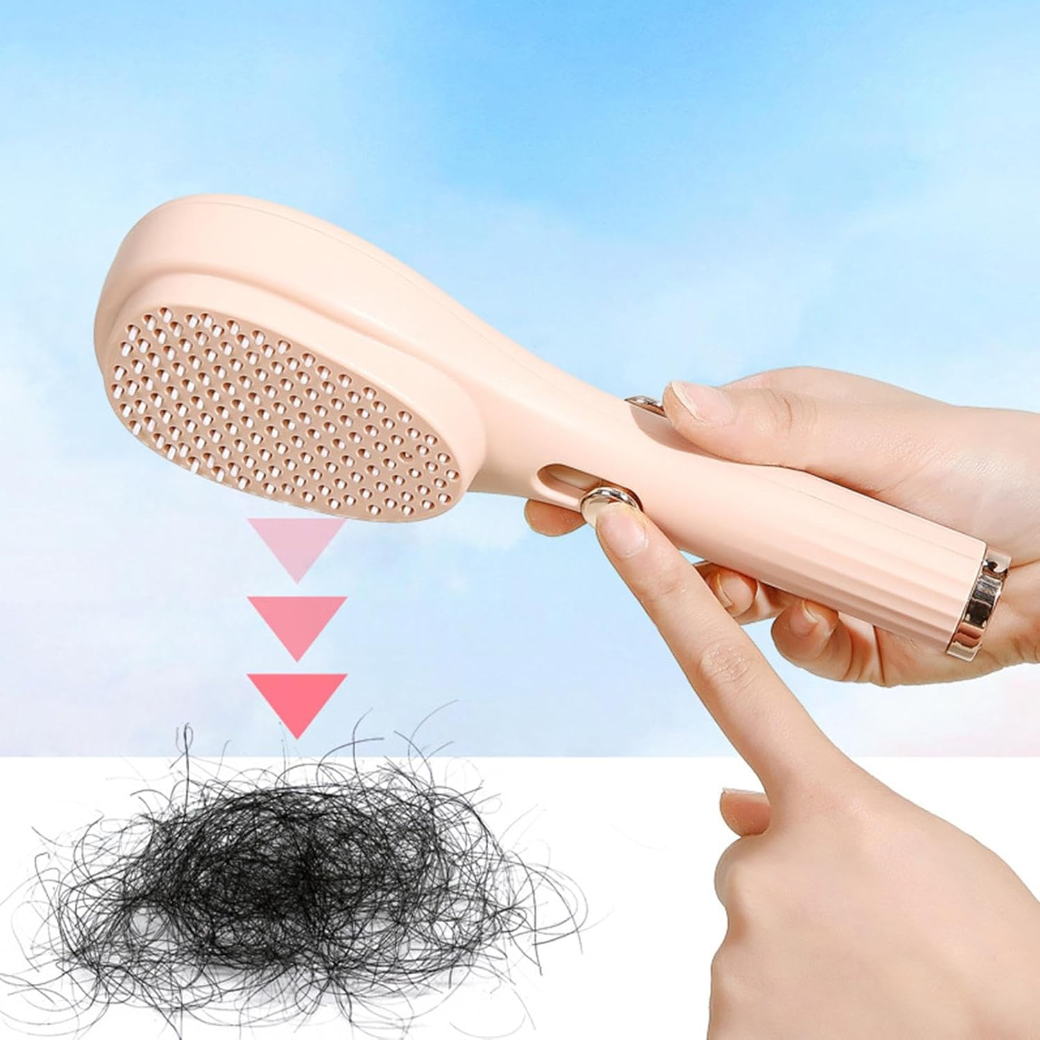 Antistatic Massage Comb, Hair Brush for Women, Cleaning Comb, Self-Cleaning Anti-Static Hair Brush for All Hair Types and Wigs