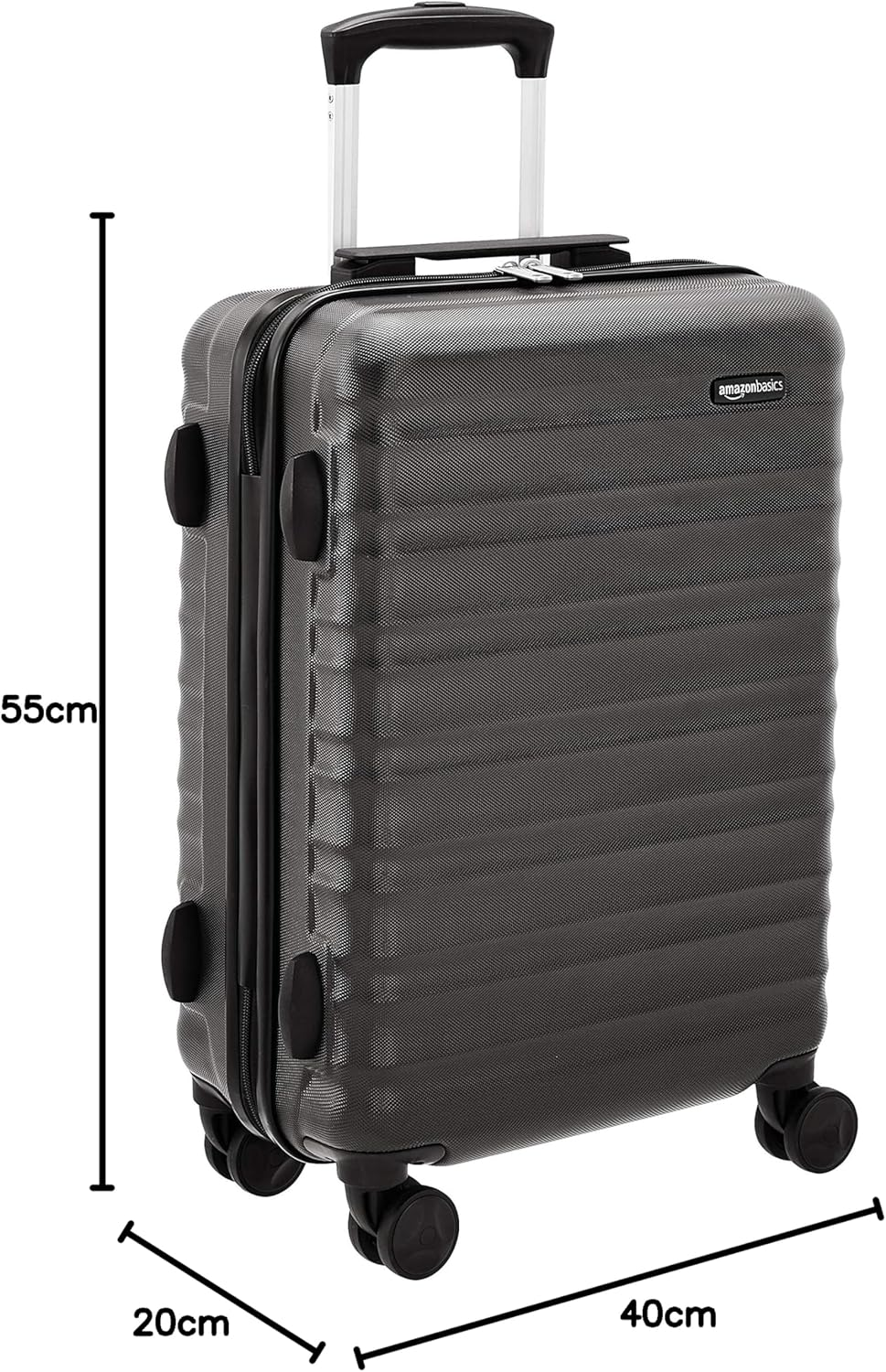 Amazon Basics Premium Hardside Spinner Luggage with Built-In TSA Lock, Carry on 55Cm, Black image number 4