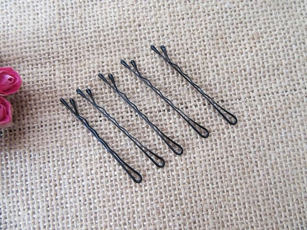 12Sheetx 25Pcs Black Bobby Pins Grips Hair Barrette Clip 50Mm