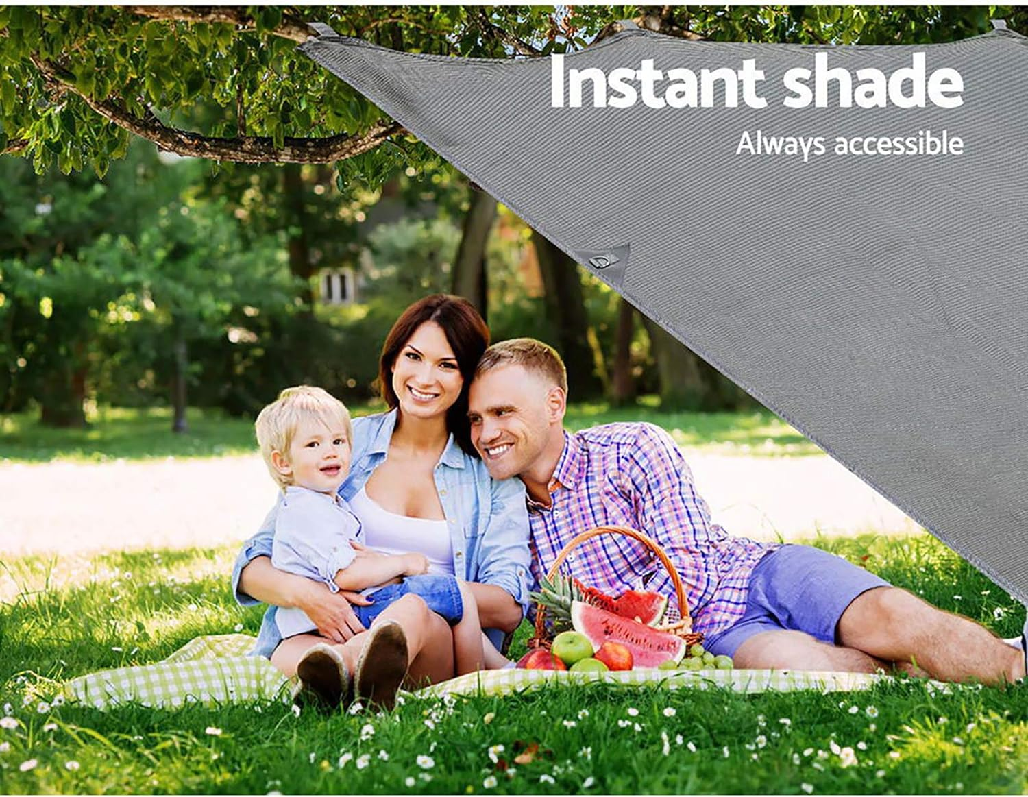 Weisshorn Caravan Awnings, 3.7 X 1.95M Roll Out Privacy Screens Sun Shade Car End Side Wall Awning Outdoor Travel Garden Balcony Accessories, with Carry Bag Ropes Ground Pegs Grey