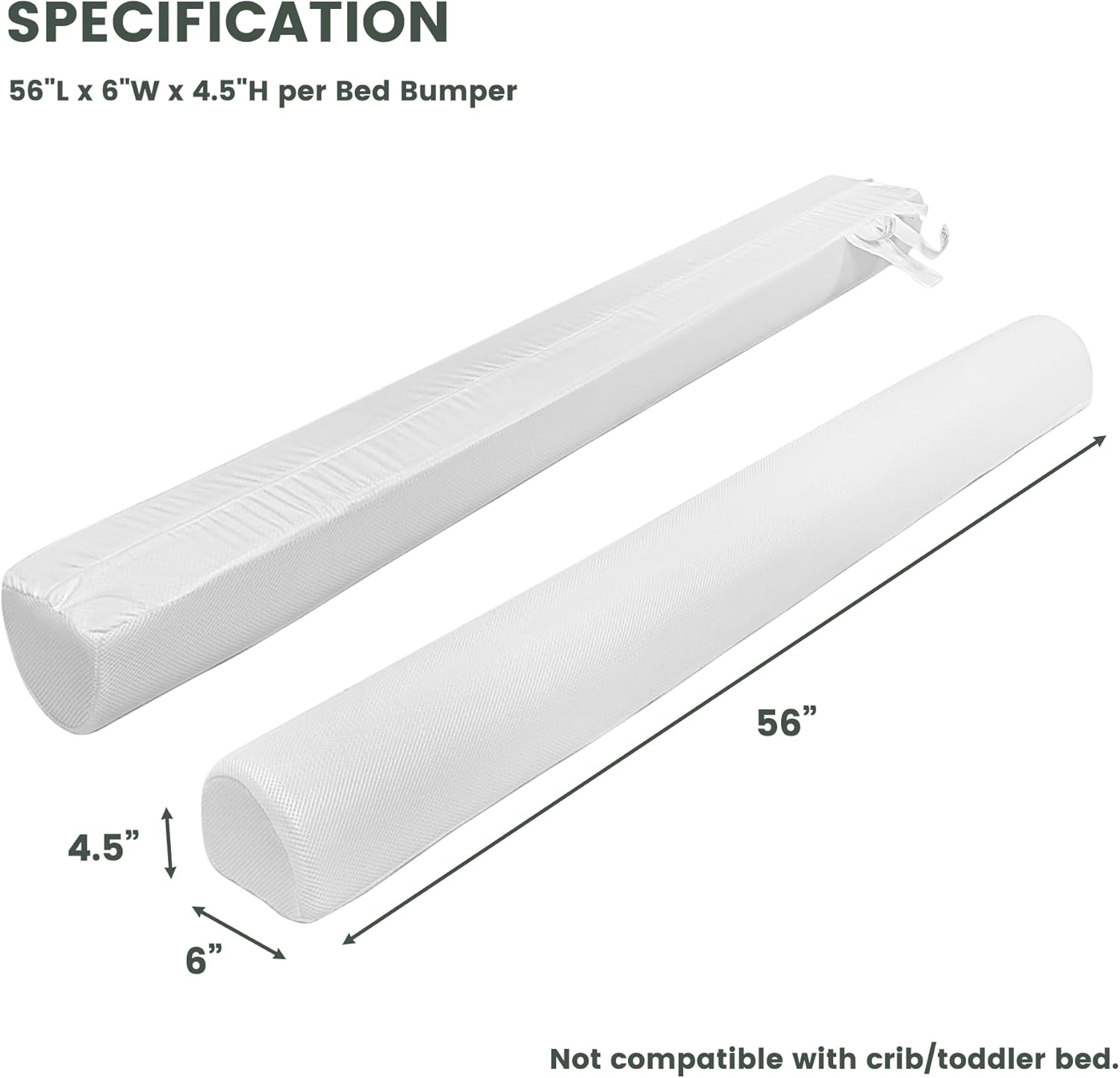 Fond + Found 2 Pack Mesh Fabric Bed Rail Bumpers Foam Safety Bed Rail for Kids Toddlers, Non-Slip Bed Bumper Breathable Washable Cover for Twin, Queen, King Beds image number 4