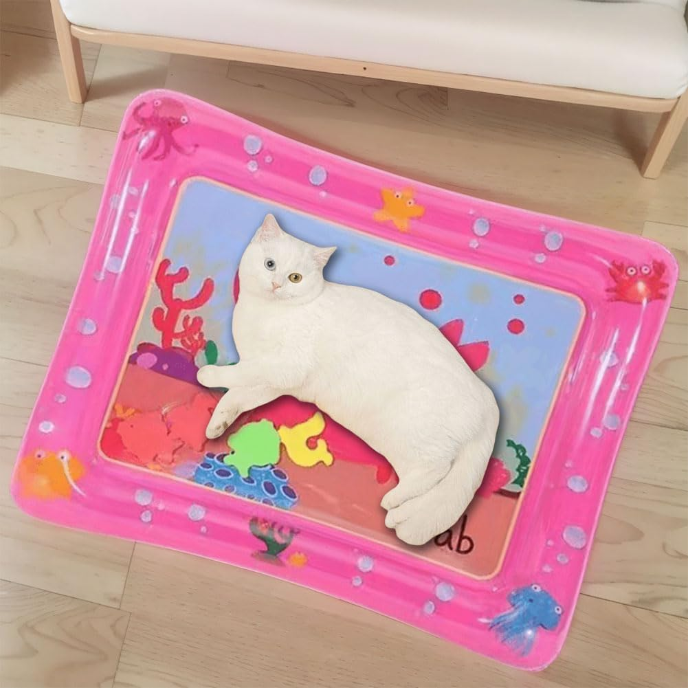 Water Sensory Play Mat with Fish Water Tummy Time Mat Tummy Time Water Play Mat for Bored Indoor Cats image number 5