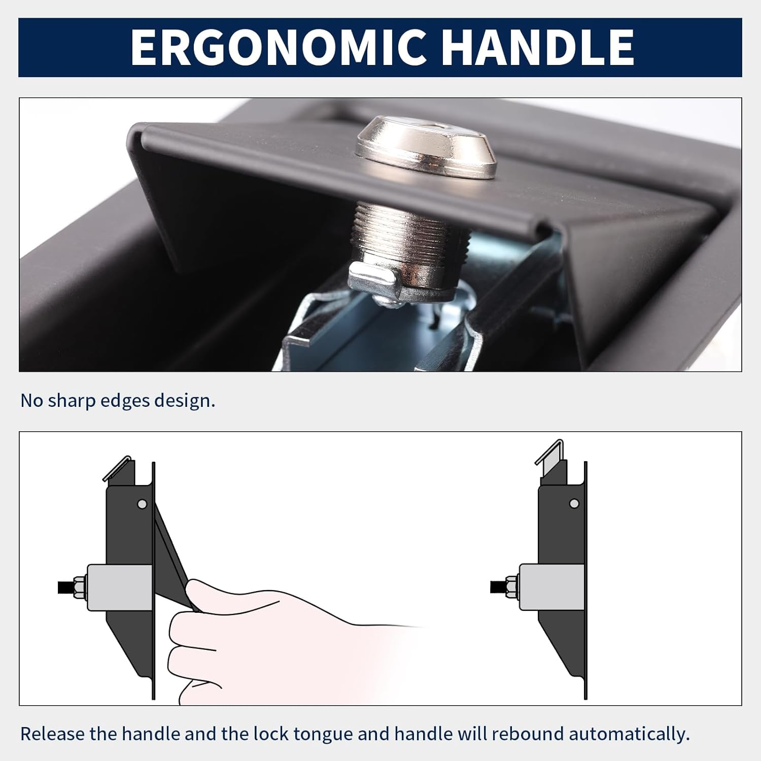 Loclink Black Truck Tool Box Latch Replacement, Flush Mount Paddle Lock Samll Size, Pull Handle Lock for Outdoor Trailer Pickup RV Storage Organizer Electrical Cabinet image number 1