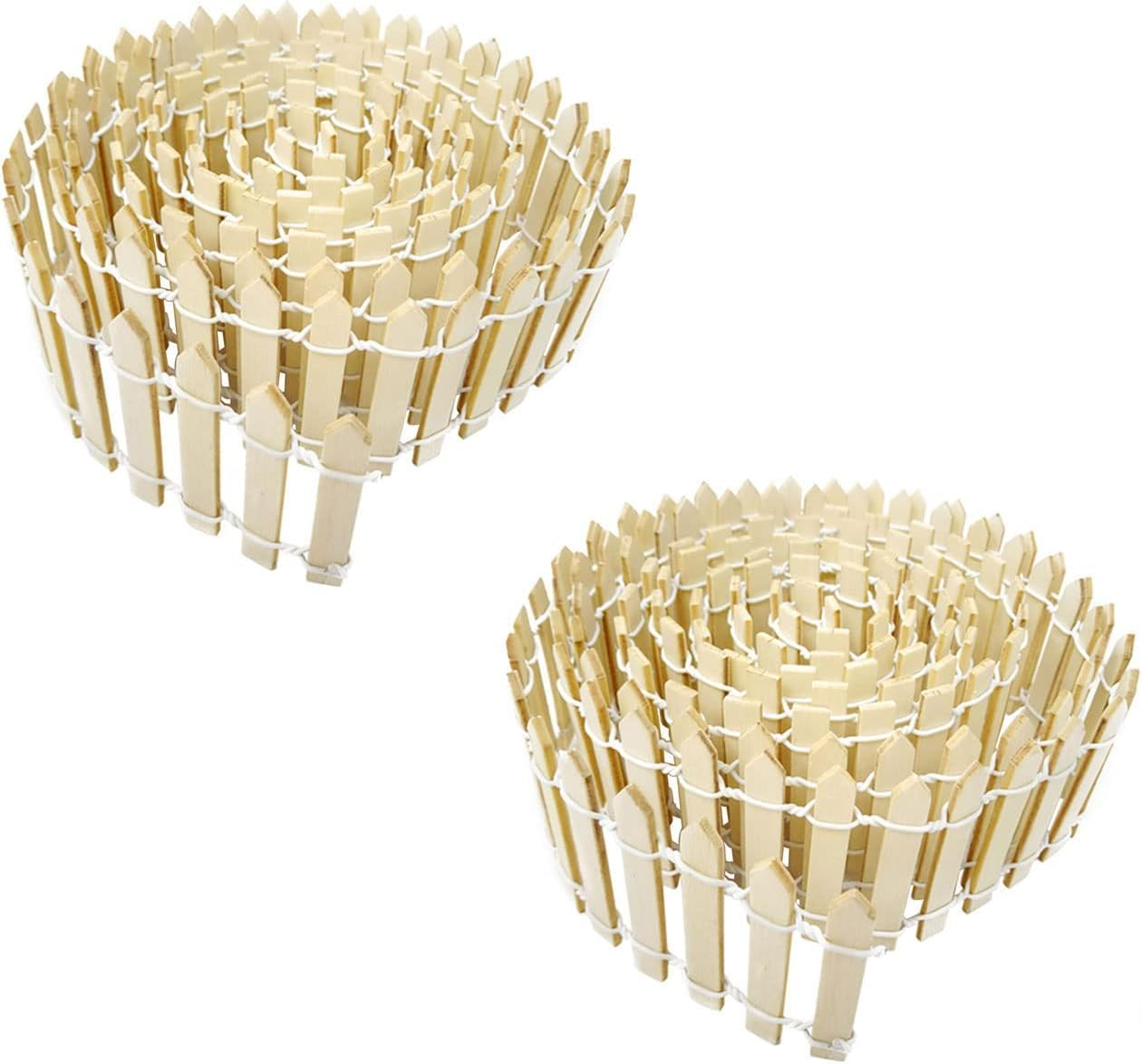 Wood Picket Fence Garden Decorative Fence,2Pc Miniature Fairy Garden Fence Wood Decorative Ornaments Fences,Miniature Garden Ornament Wooden Garden Ornament Fence, Naked image number 4