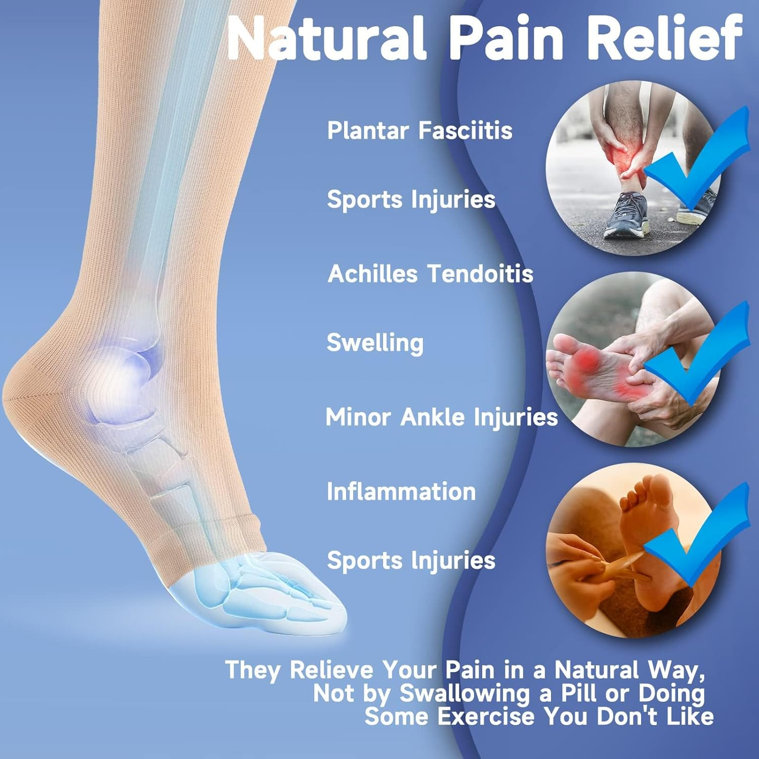 Bropite Open Toe Compression Socks for Men & Women - 2 Pairs of 15-20 Mmhg Toeless Circulation Medical Compression Socks image number 4