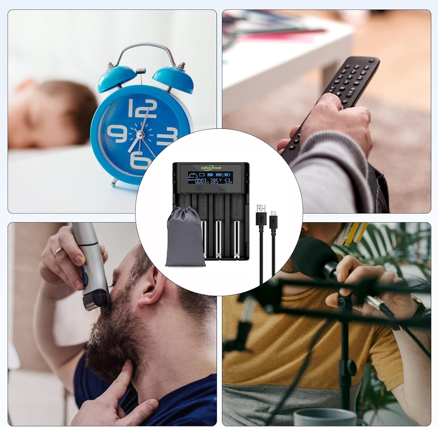 21750 21700 Battery Charger, 4 Slots 18650 Battery Charger 21750 18650 21700 Charger for 20700 22500 22650 26650 26700 16340 (R) CR123. 17650 17670 Rechargeable Battery with PCB Protection Board image number 2