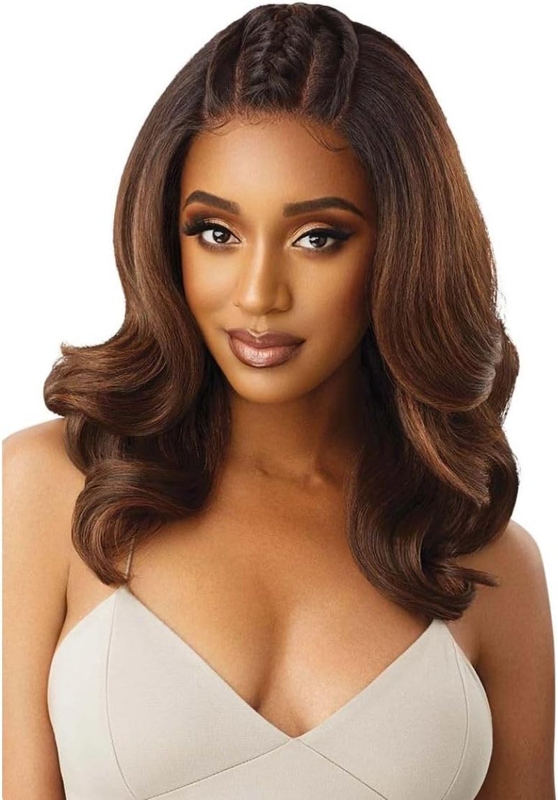 Outre LACEFRONT PERFECT HAIR LINE Glamorous Wavy Fully Hand-Tied 13&rdquo;X 6&rdquo; Frontal HD Baby Hair Transparent Lace Easy-To-Style Heat Friendly - JULIANNE (DR2/CHOSWI) - 2 Dark Brown image number 6