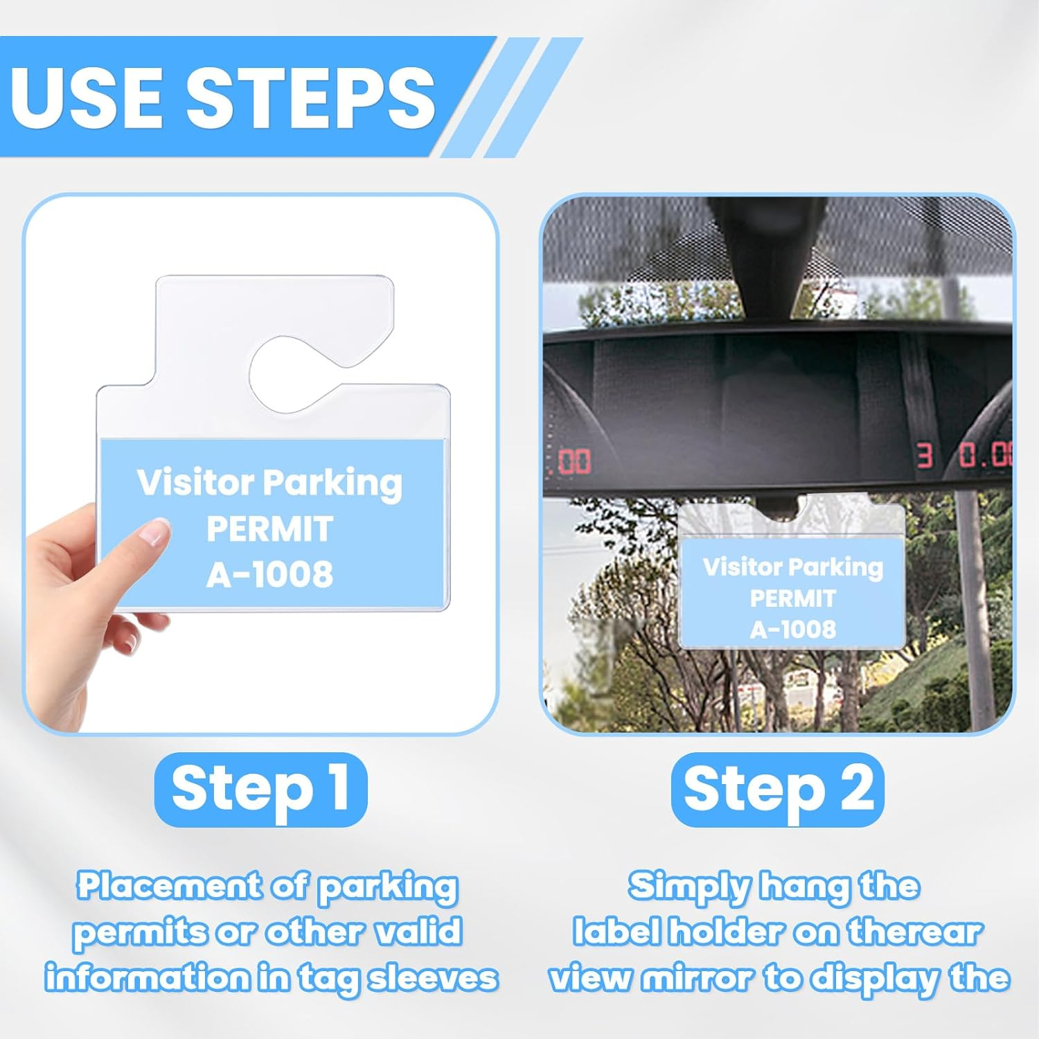 20 Pcs Clear Parking Pass Holder for Car Windshield, Handicap Placard Holder, Permit Holder, Parking Permit Hang Tag for Car Rear View Mirror (Clear) image number 5