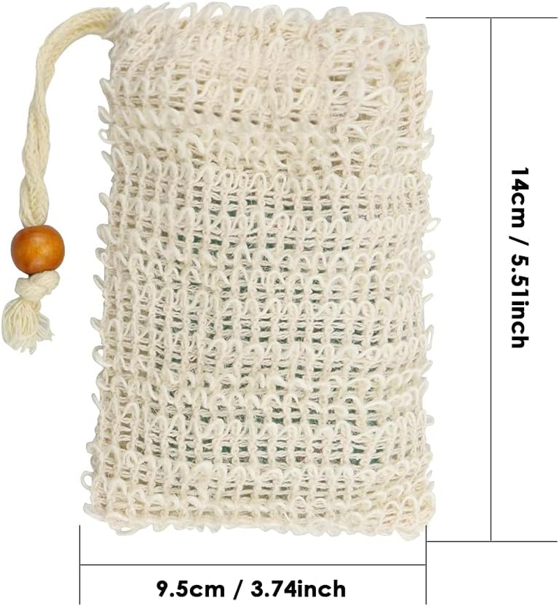 TCOTBE 2 Pack Natural Sisal Soap Saver Bag Zero Waste Mesh Bar Soap Loofah Holder Pouch for Shower Organic Soap Bag with Pouch Holder for Shower Bath