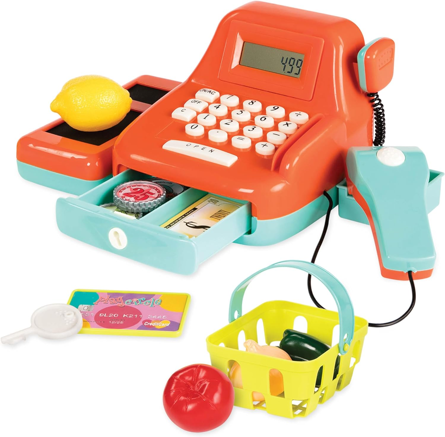 Battat Cash Register Toy Playset &Acirc;&euro;&ldquo; Pretend Play Kids Calculator Cash Register with Accessories for 3+ (26-Pieces),Orange image number 4