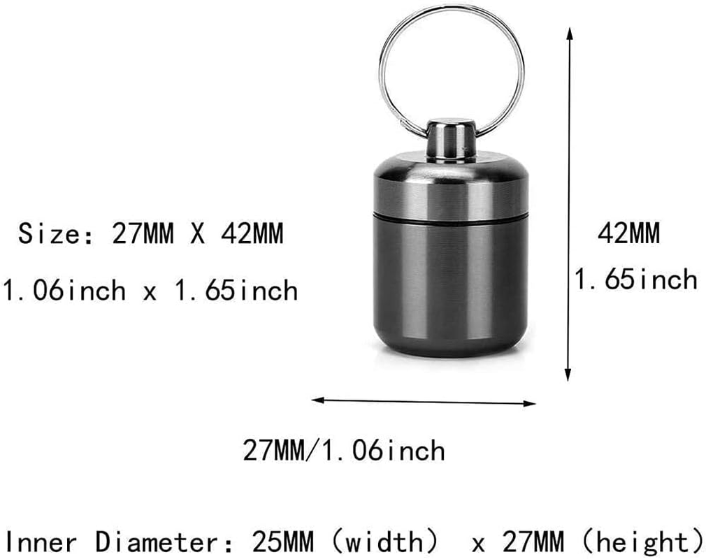 Pill Keychain Holder - 2 Pack of Small Pill Box Waterproof Pill Fob Organizer Portable Pill Holder Keychain (Grey) - Grey image number 6