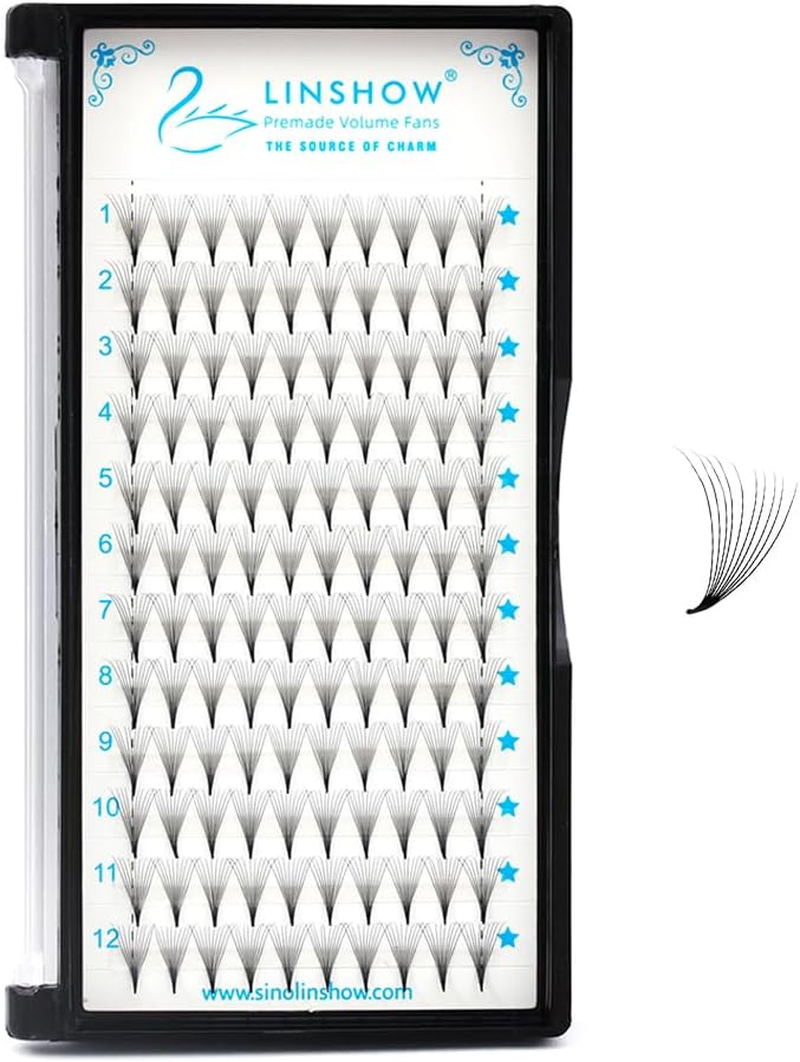 Premade Fans 0.07Mm 8-15Mm Length C/D Curl Long Stem 4D/5D/6D/10D Promade Volume Fans Pointy Base Root Faux Mink Eyelash Extensions for Natural Look (10D C Curl, 8Mm) image number 2