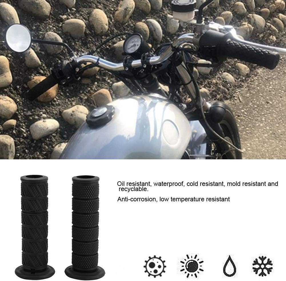 Motorcycle Grips, Motocross Grips Handlebar Grips Universal 2Pcs 22Mm Vintage Motorcycle Handlebar Grips Diagonal Handle Bar Ends for Motocross ATV - Black image number 2