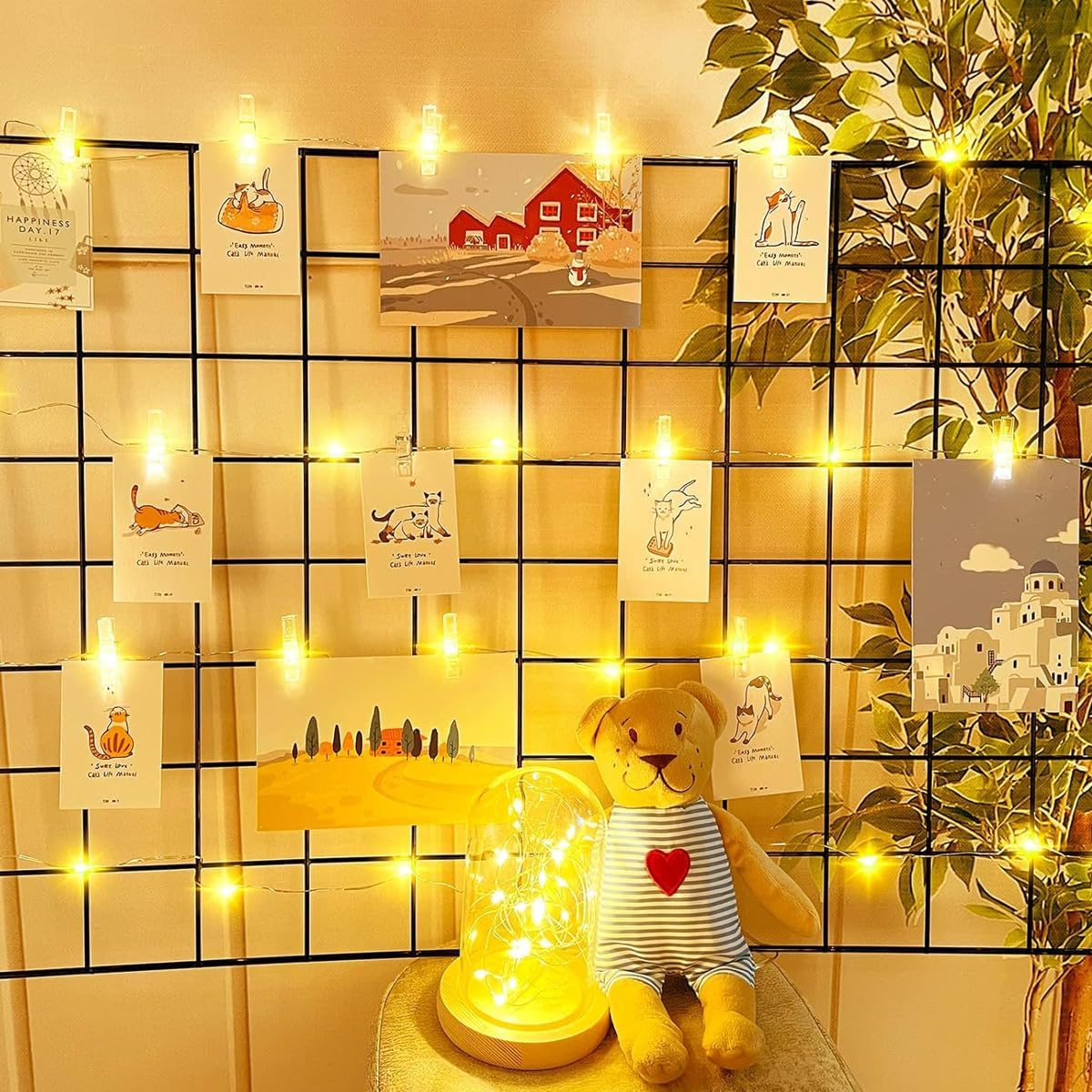Fairy Lights 10 M 100 LED Photo String with 50 Clips Battery Powered Waterproof Timer for Bedroom Christmas Diwali Wedding Party Decorations Warm White (Cards Are Not Included) image number 3