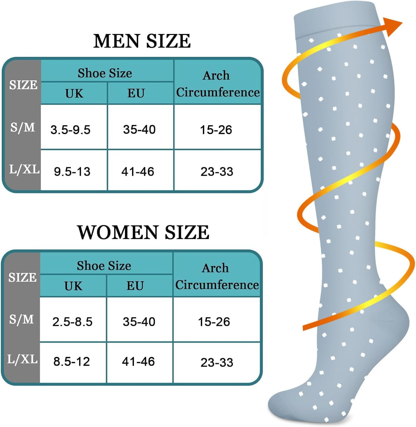 8 Pairs Compression Socks for Women & Men 15-20 Mmhg Compression Stockings for Blood Circulation,Support Socks for Running,Nurses,Athletic,Hiking,Flight,Travel,Pregnancy image number 6