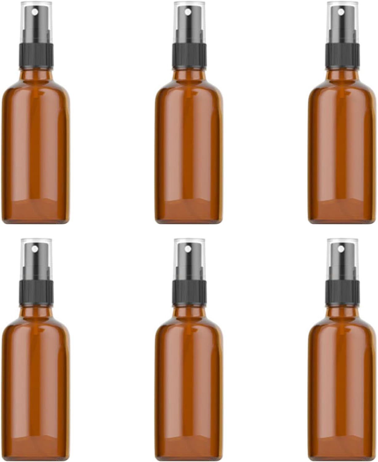 6 PCS Amber Glass Spray Bottles with Fine Mist Sprayer & Dust Cap, Refillable Empty Containers Bottles for Essential Oils, Skin Care, Perfume, Cosmetics, Beauty & Cleaning Atomizer Bottle (50ML) image number 3