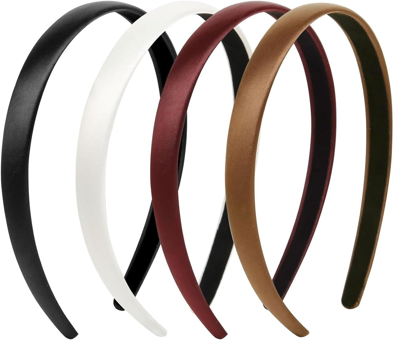 Xanthelle Ladies' Headbands, 4 Pieces Velvet Headbands for Women, Non-Slip Hairbands & Headband, Trendy Vintage Headbands in Brown, Red & Black image number 1