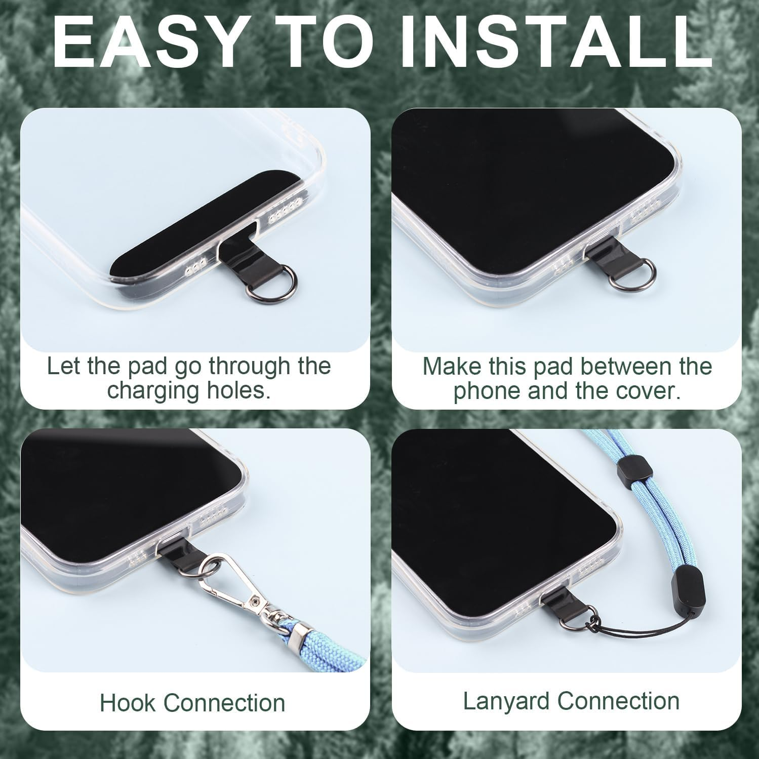 2 Pads Mobile Phone Lanyard Crossbody with 2Pcs Patch Tether Tab,H HOME-MART Adjustable Nylon Neck Wrist Strap Lobster Clasp Hanging Strap Safety for Most Smartphones Cell Phone Accessories image number 6