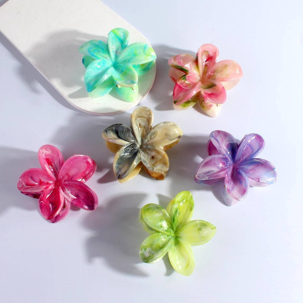 6Pcs Hawaiian Plumeria Flower Hair Claws,Hawaiian Flower Hair Clips Large Plumeria Claw Clips,Hawaiian Flower Hair Clip Plumeria Hair Claw Clips,Hawaiian Flower Hair Claw Clip Plumeria Claw Clips image number 1